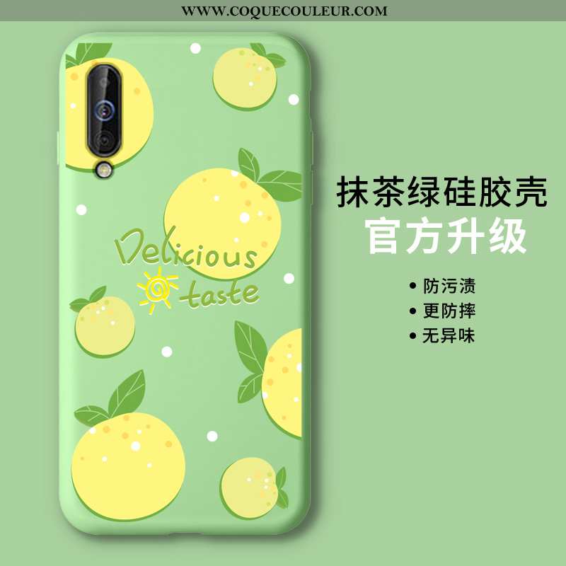 Housse Samsung Galaxy A70 Silicone Légère Incassable, Étui Samsung Galaxy A70 Tendance Vert Verte