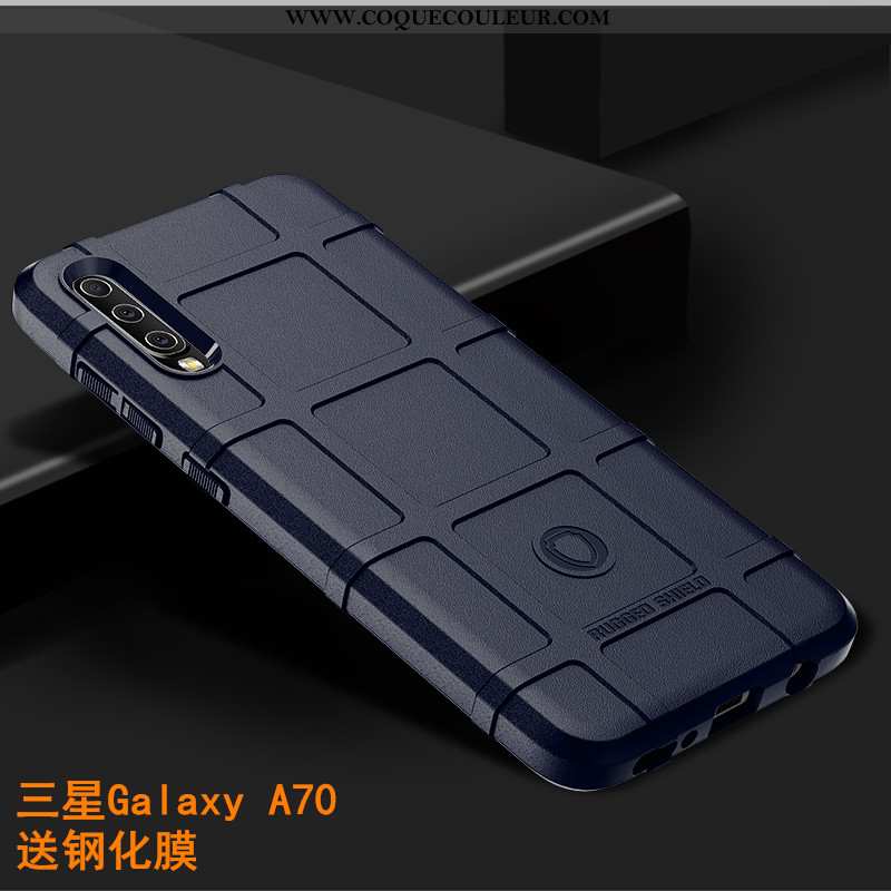 Housse Samsung Galaxy A70 Silicone Trois Défenses Tendance, Étui Samsung Galaxy A70 Protection Noir