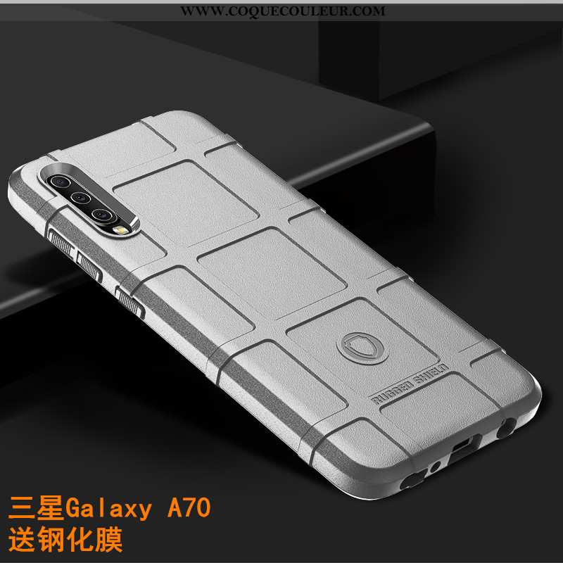 Housse Samsung Galaxy A70 Silicone Trois Défenses Tendance, Étui Samsung Galaxy A70 Protection Noir