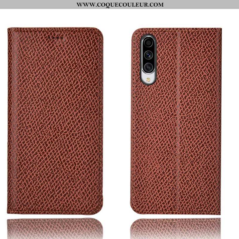 Housse Samsung Galaxy A70 Cuir Véritable Étoile Mesh, Étui Samsung Galaxy A70 Modèle Fleurie Coque N