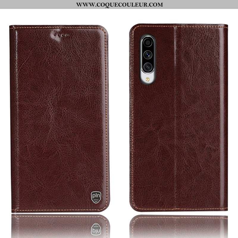 Housse Samsung Galaxy A70 Cuir Véritable Kaki Téléphone Portable, Étui Samsung Galaxy A70 Cuir Modèl