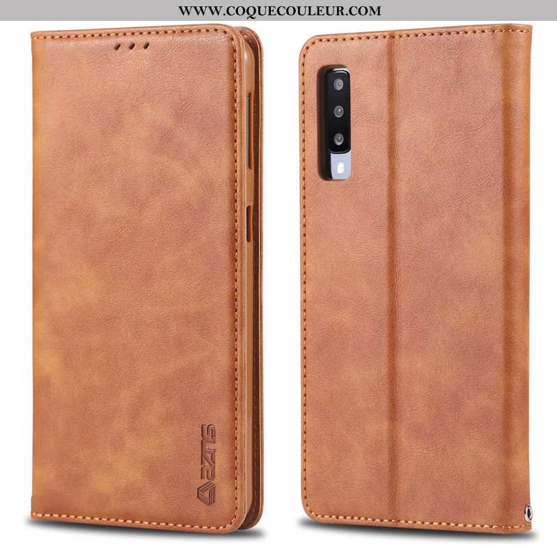 Étui Samsung Galaxy A70s Cuir Étoile Luxe, Coque Samsung Galaxy A70s Silicone Carte Marron