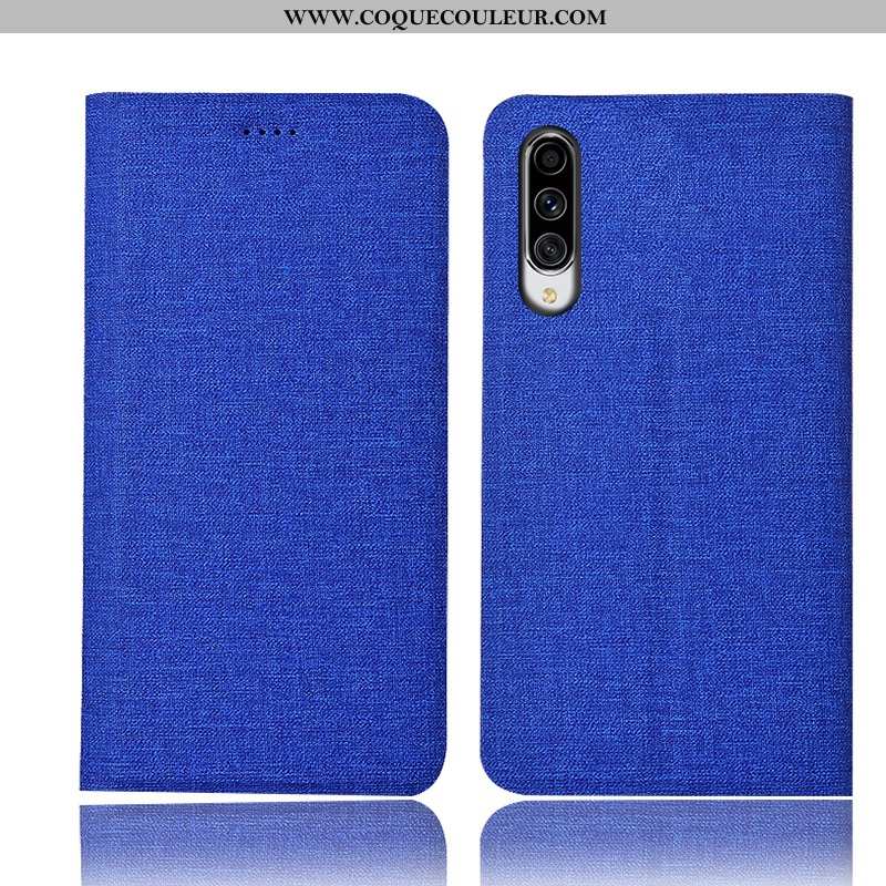 Housse Samsung Galaxy A70s Protection Étoile Bleu, Étui Samsung Galaxy A70s Lin Tout Compris Bleu