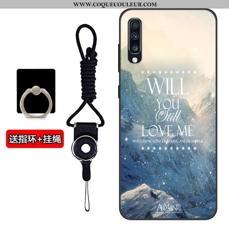 Coque Samsung Galaxy A70s Silicone Noir Étoile, Housse Samsung Galaxy A70s Protection Tout Compris