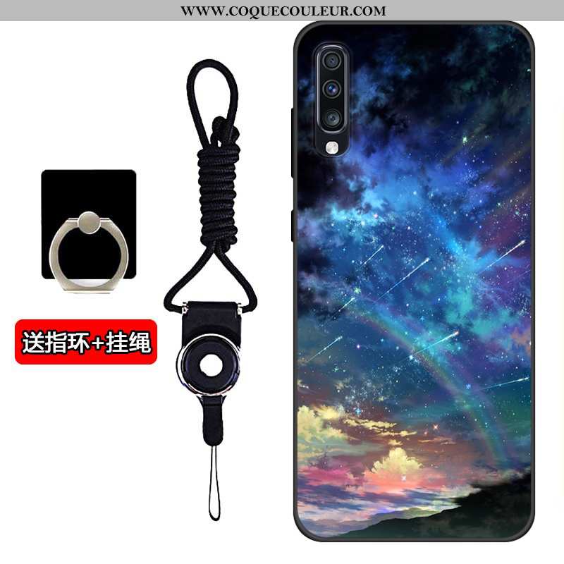 Coque Samsung Galaxy A70s Silicone Noir Étoile, Housse Samsung Galaxy A70s Protection Tout Compris