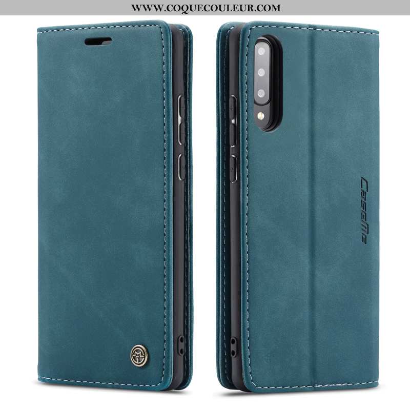 Étui Samsung Galaxy A70s Protection Housse Étui, Coque Samsung Galaxy A70s Cuir Véritable Bleu