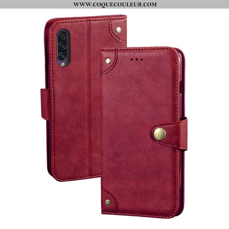 Housse Samsung Galaxy A70s Portefeuille Clamshell Fluide Doux, Étui Samsung Galaxy A70s Cuir Bordure