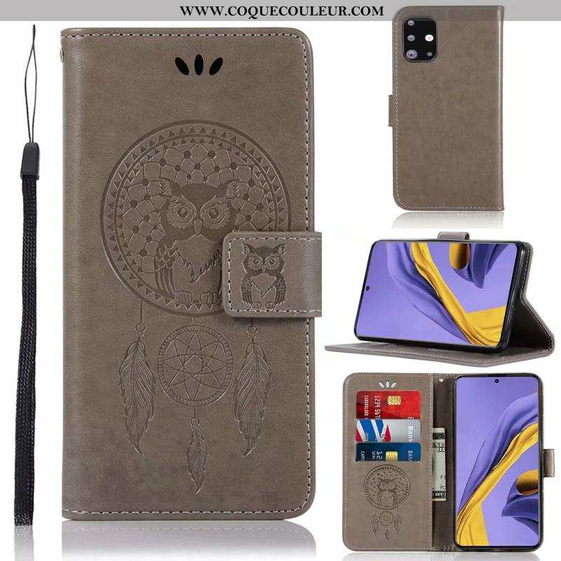 Coque Samsung Galaxy A71 Cuir Étui Étoile, Housse Samsung Galaxy A71 Bleu