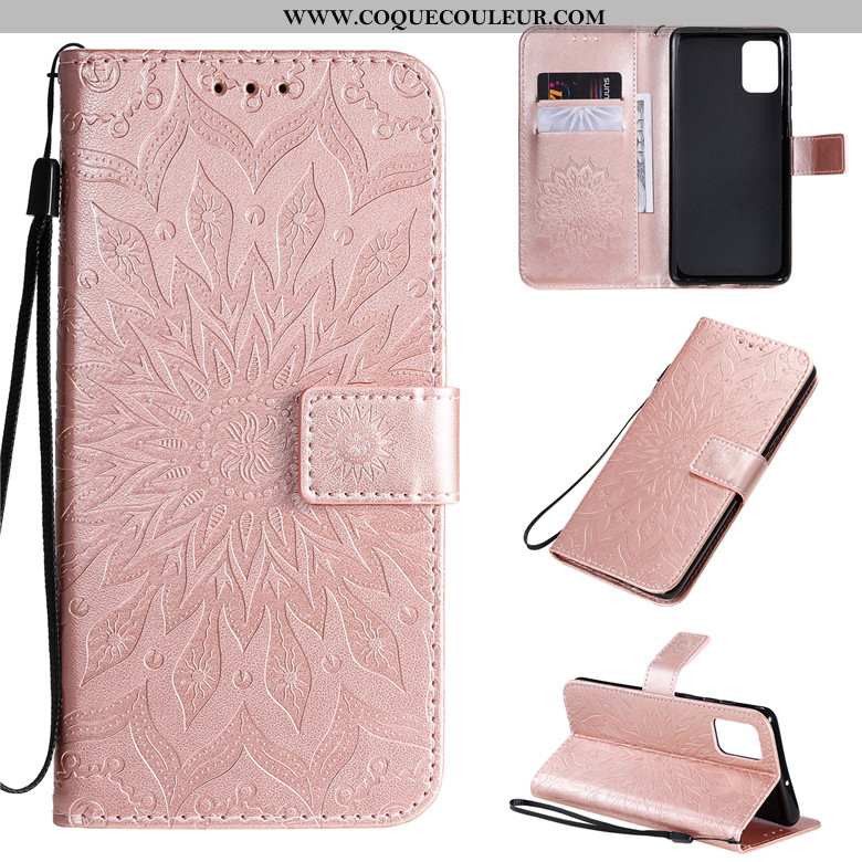 Housse Samsung Galaxy A71 Protection Rose Coque, Étui Samsung Galaxy A71 Cuir Téléphone Portable