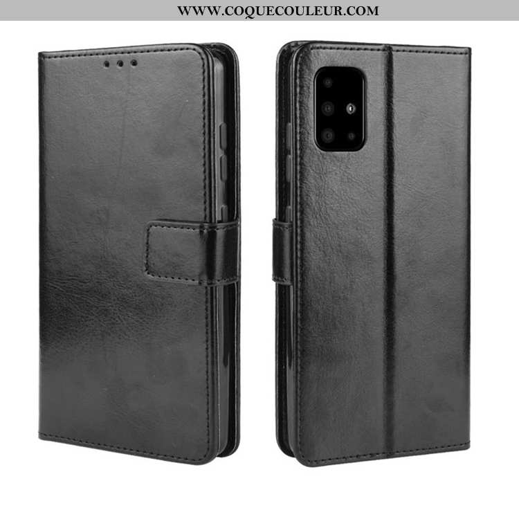Housse Samsung Galaxy A71 Cuir Noir Téléphone Portable, Étui Samsung Galaxy A71 Coque Carte