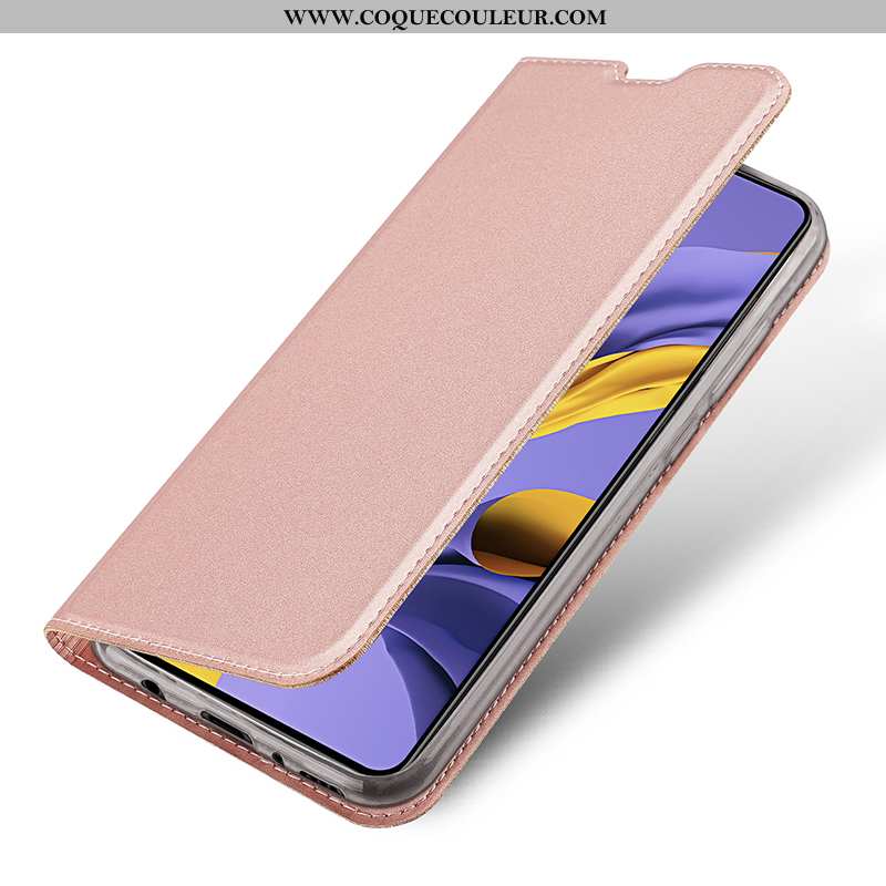 Housse Samsung Galaxy A71 Légère Carte Coque, Étui Samsung Galaxy A71 Cuir Magnétisme Rose