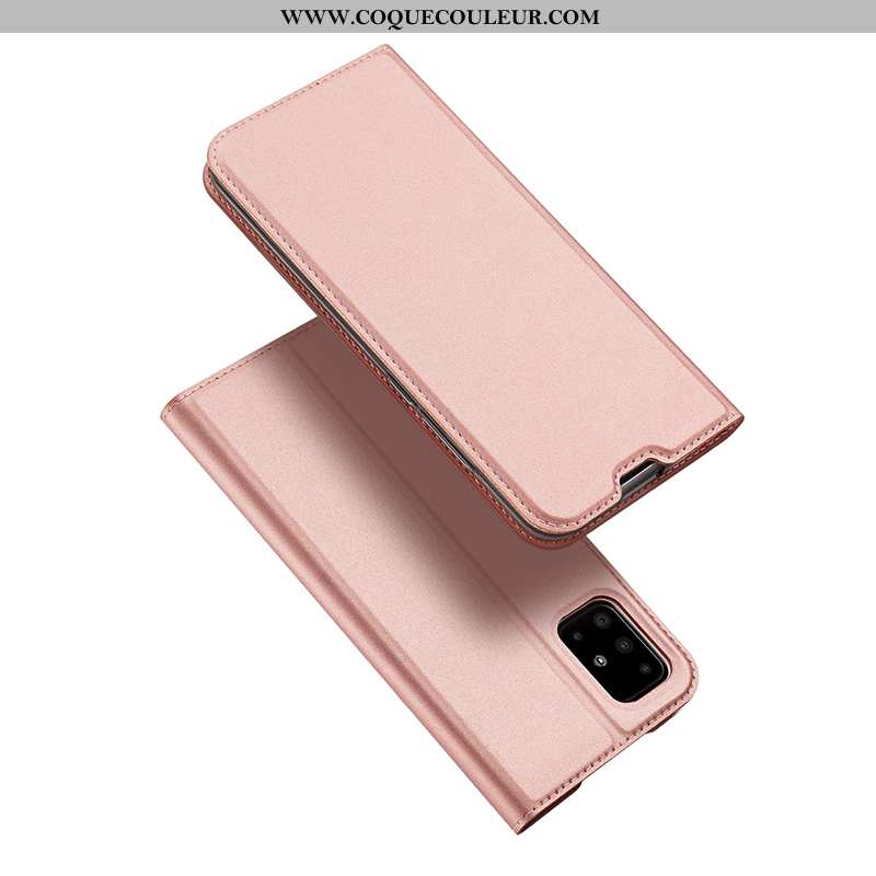 Housse Samsung Galaxy A71 Légère Carte Coque, Étui Samsung Galaxy A71 Cuir Magnétisme Rose