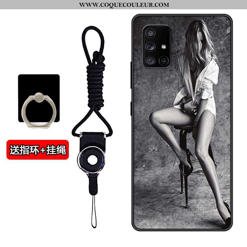 Étui Samsung Galaxy A71 Fluide Doux Noir Incassable, Coque Samsung Galaxy A71 Silicone Délavé En Dai