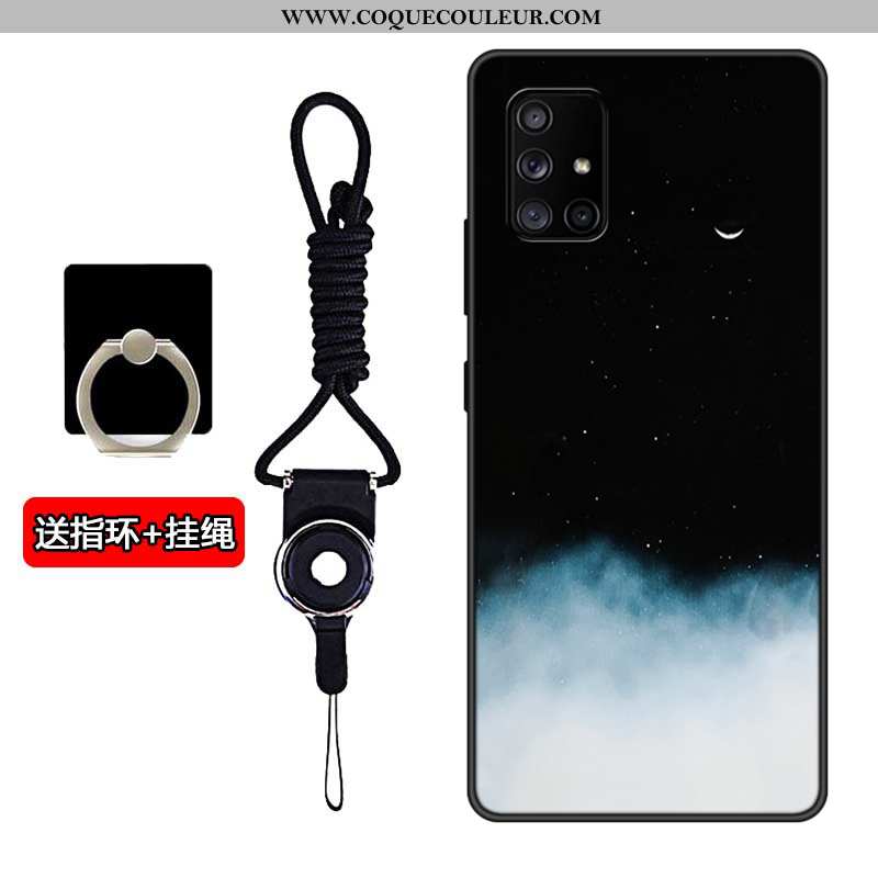 Étui Samsung Galaxy A71 Fluide Doux Noir Incassable, Coque Samsung Galaxy A71 Silicone Délavé En Dai