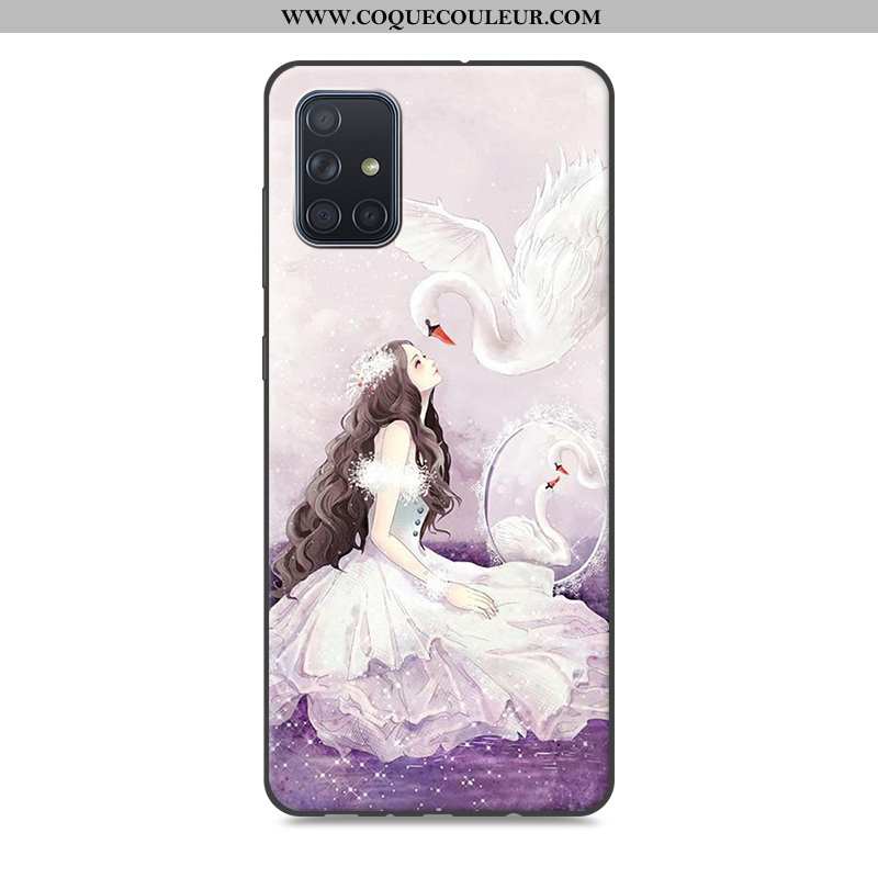 Étui Samsung Galaxy A71 Dessin Animé Étoile Étui, Coque Samsung Galaxy A71 Tendance Fluide Doux Gris