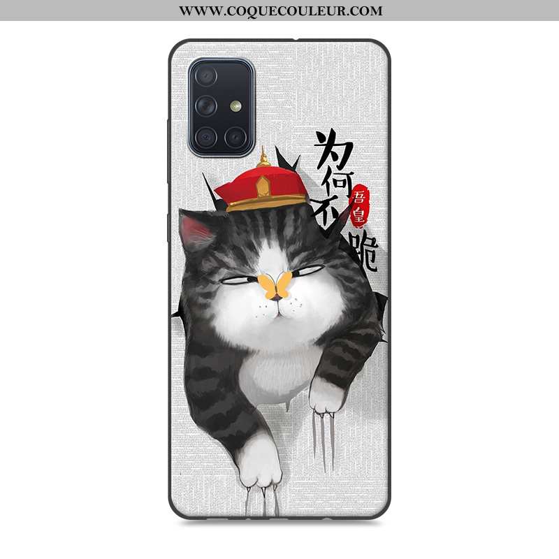 Étui Samsung Galaxy A71 Dessin Animé Étoile Étui, Coque Samsung Galaxy A71 Tendance Fluide Doux Gris