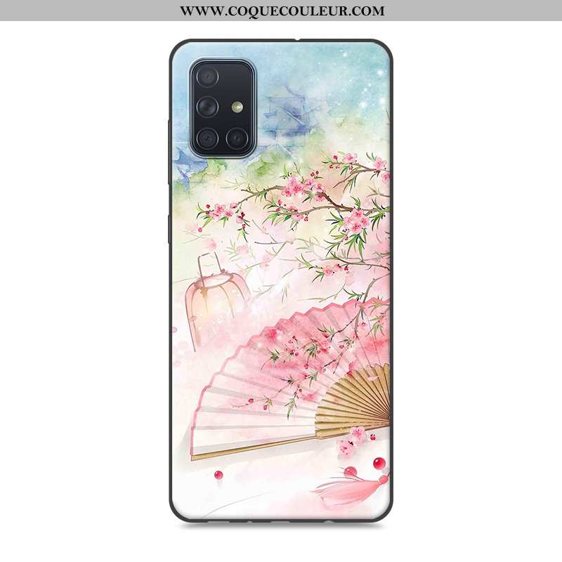 Coque Samsung Galaxy A71 Vintage Rose Style Chinois, Housse Samsung Galaxy A71 Silicone Étui