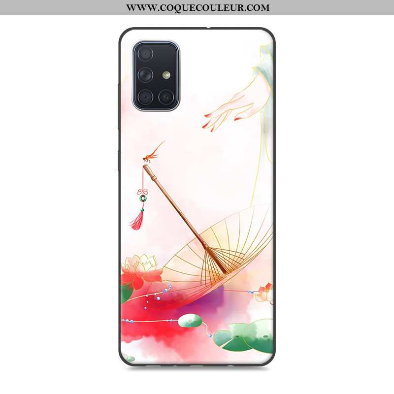 Coque Samsung Galaxy A71 Vintage Rose Style Chinois, Housse Samsung Galaxy A71 Silicone Étui