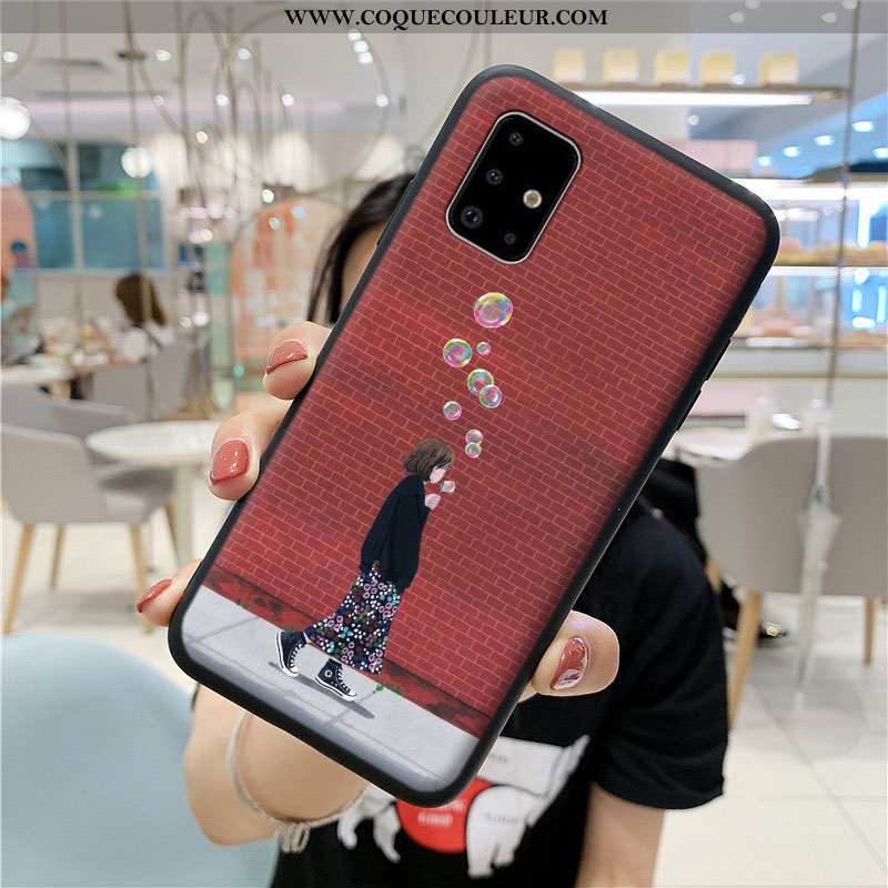 Housse Samsung Galaxy A71 Dessin Animé Rouge Incassable, Étui Samsung Galaxy A71 Fluide Doux Coque