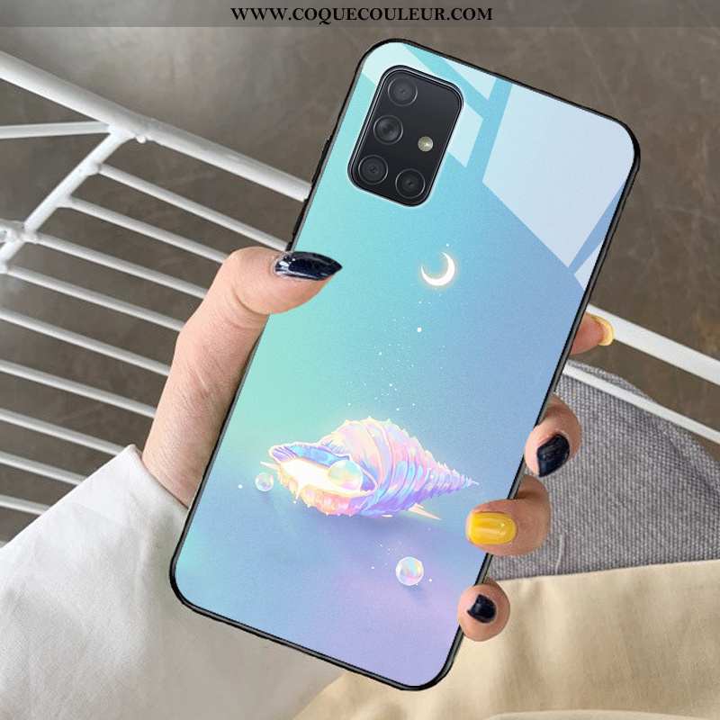 Coque Samsung Galaxy A71 Protection Étui Rêver, Housse Samsung Galaxy A71 Verre Dessin Animé Violet