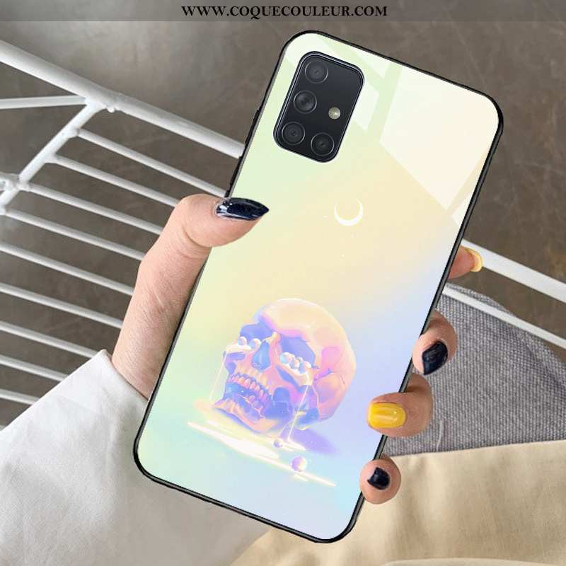 Coque Samsung Galaxy A71 Protection Étui Rêver, Housse Samsung Galaxy A71 Verre Dessin Animé Violet