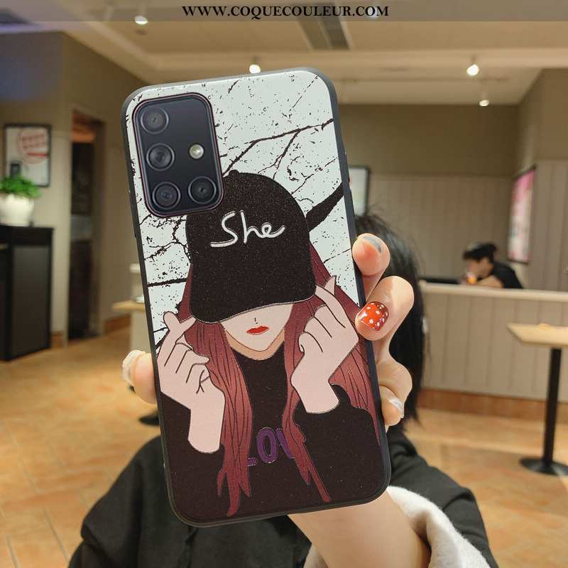 Housse Samsung Galaxy A71 Gaufrage 2020 Protection, Étui Samsung Galaxy A71 Dessin Animé Net Rouge N