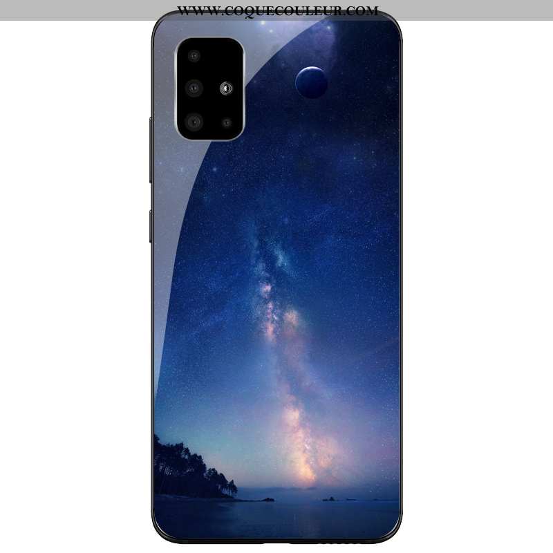 Étui Samsung Galaxy A71 Silicone Bleu, Coque Samsung Galaxy A71 Protection Étoile Bleu