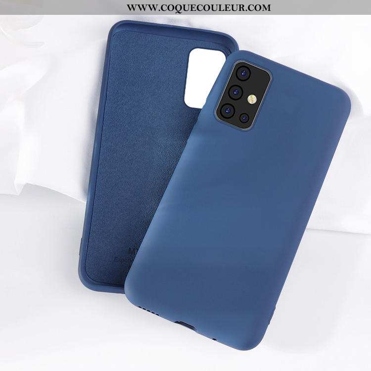 Coque Samsung Galaxy A71 Protection Membrane Bleu Marin, Housse Samsung Galaxy A71 Fluide Doux Étui 