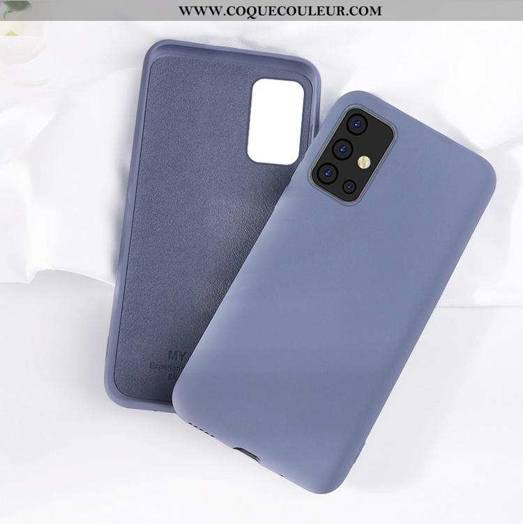 Coque Samsung Galaxy A71 Protection Membrane Bleu Marin, Housse Samsung Galaxy A71 Fluide Doux Étui 