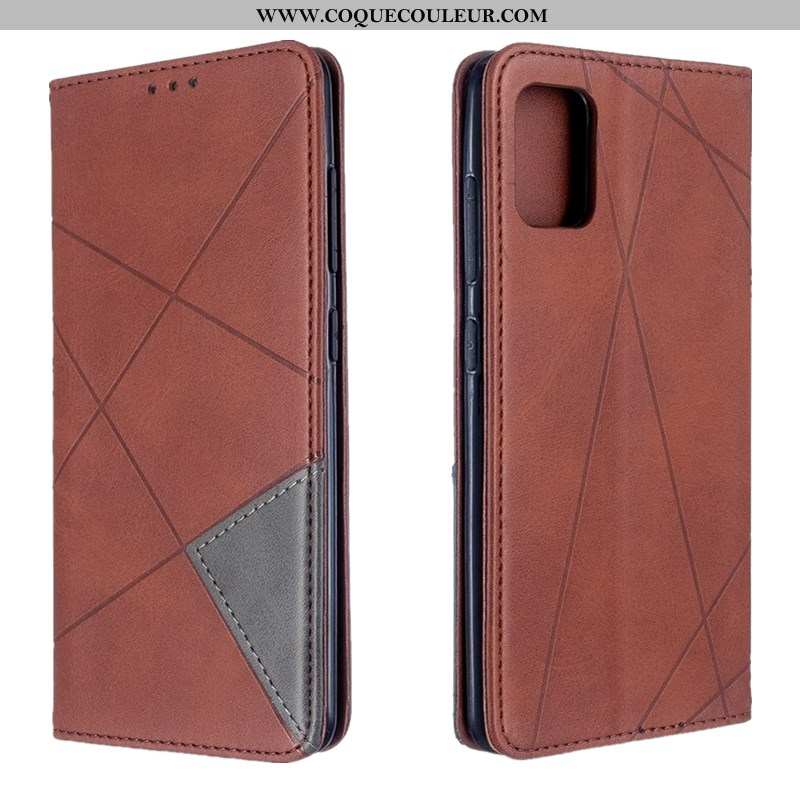 Étui Samsung Galaxy A71 Protection Téléphone Portable, Coque Samsung Galaxy A71 Cuir Étoile Marron