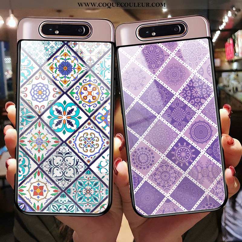 Étui Samsung Galaxy A80 Protection Coque Silicone, Samsung Galaxy A80 Verre Personnalité Violet