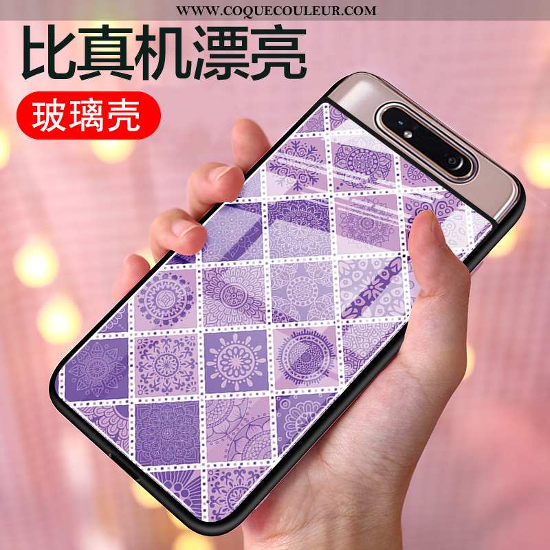 Étui Samsung Galaxy A80 Protection Coque Silicone, Samsung Galaxy A80 Verre Personnalité Violet