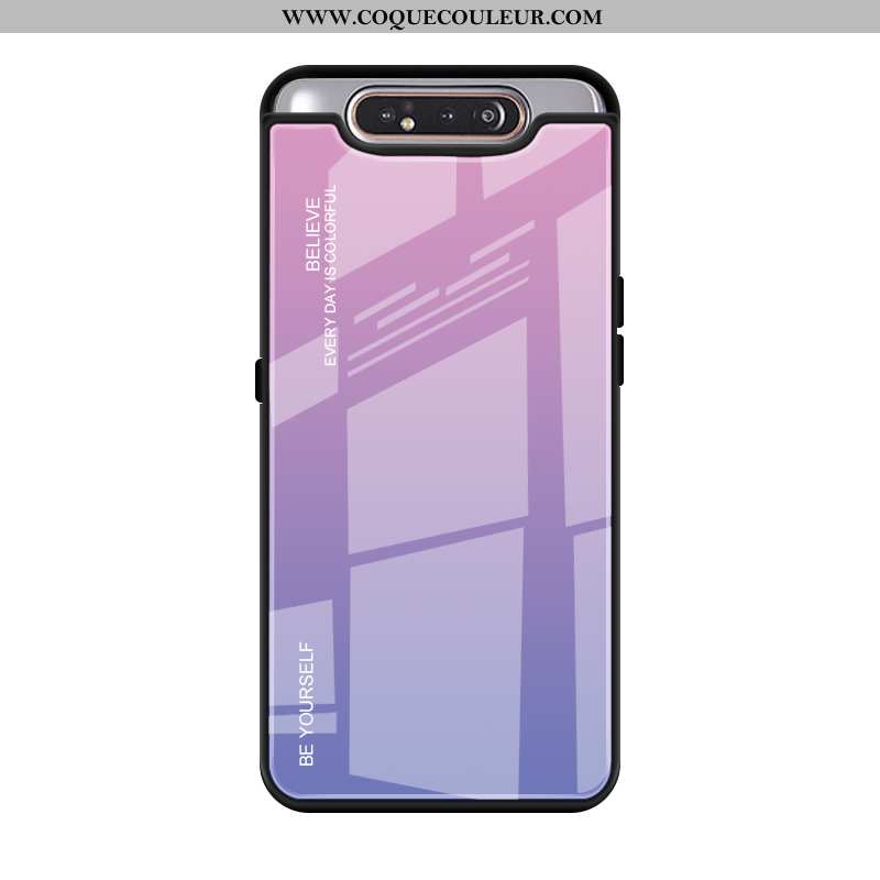 Étui Samsung Galaxy A80 Verre Téléphone Portable Étui, Coque Samsung Galaxy A80 Créatif Violet