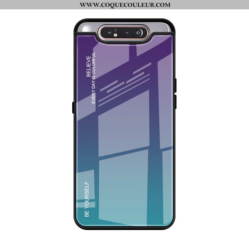 Étui Samsung Galaxy A80 Verre Téléphone Portable Étui, Coque Samsung Galaxy A80 Créatif Violet