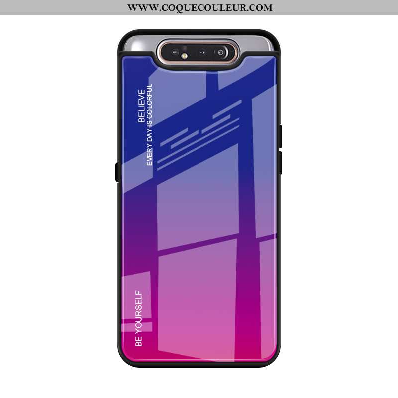 Étui Samsung Galaxy A80 Verre Téléphone Portable Étui, Coque Samsung Galaxy A80 Créatif Violet