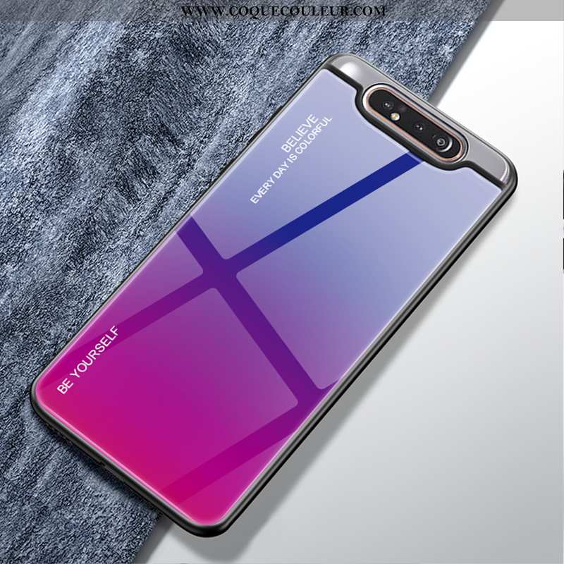 Étui Samsung Galaxy A80 Tendance Dégradé Luxe, Coque Samsung Galaxy A80 Protection Verre Verte