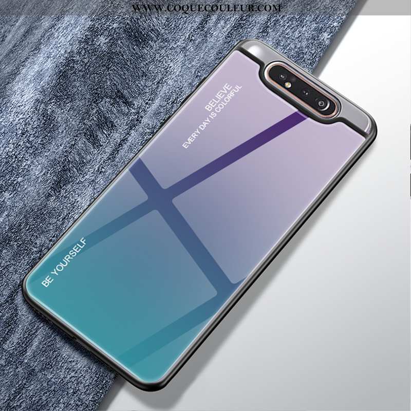 Étui Samsung Galaxy A80 Tendance Dégradé Luxe, Coque Samsung Galaxy A80 Protection Verre Verte