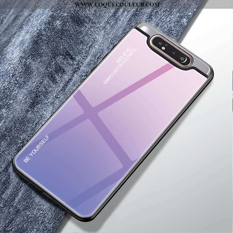 Étui Samsung Galaxy A80 Tendance Dégradé Luxe, Coque Samsung Galaxy A80 Protection Verre Verte