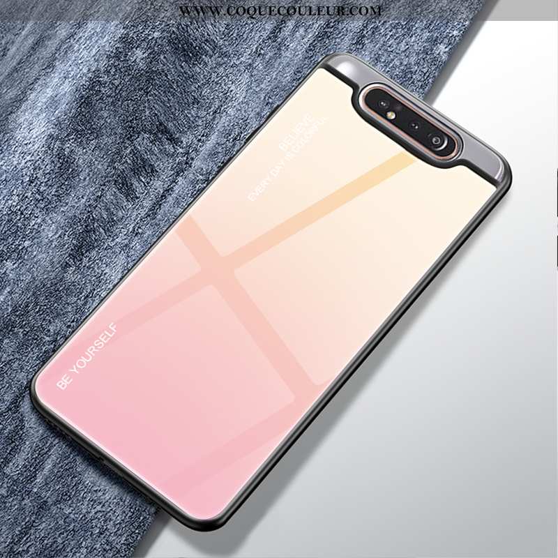 Étui Samsung Galaxy A80 Tendance Dégradé Luxe, Coque Samsung Galaxy A80 Protection Verre Verte