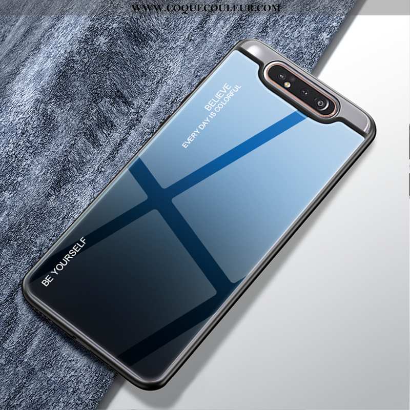 Étui Samsung Galaxy A80 Tendance Dégradé Luxe, Coque Samsung Galaxy A80 Protection Verre Verte