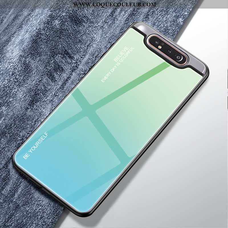 Étui Samsung Galaxy A80 Tendance Dégradé Luxe, Coque Samsung Galaxy A80 Protection Verre Verte