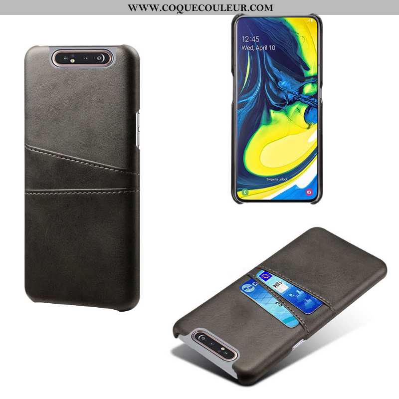 Housse Samsung Galaxy A80 Cuir Vintage Personnalité, Étui Samsung Galaxy A80 Protection Gris