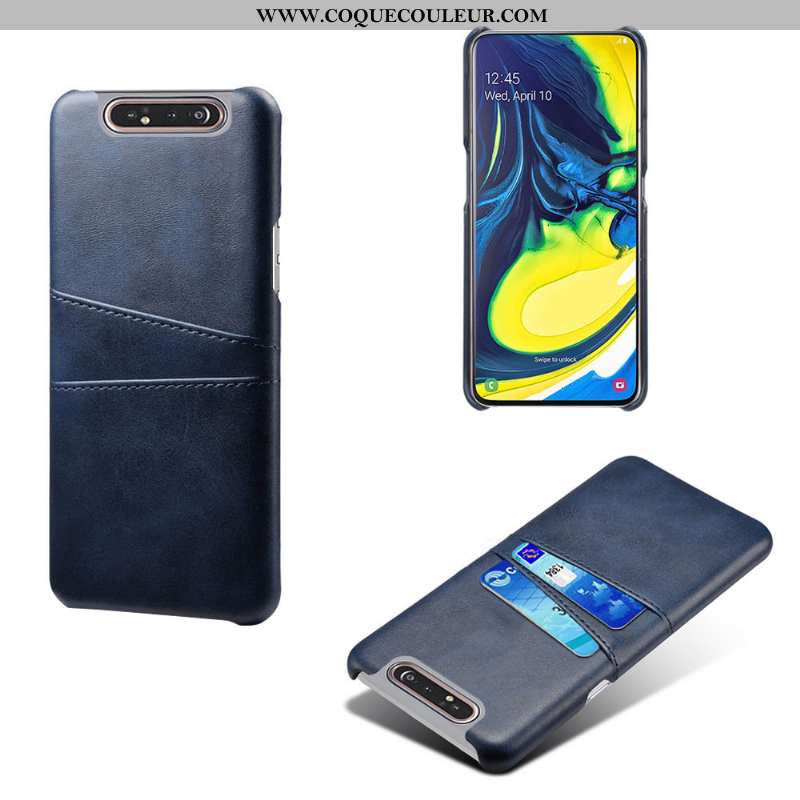 Housse Samsung Galaxy A80 Cuir Vintage Personnalité, Étui Samsung Galaxy A80 Protection Gris