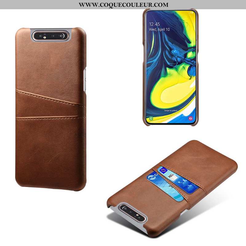 Housse Samsung Galaxy A80 Cuir Vintage Personnalité, Étui Samsung Galaxy A80 Protection Gris