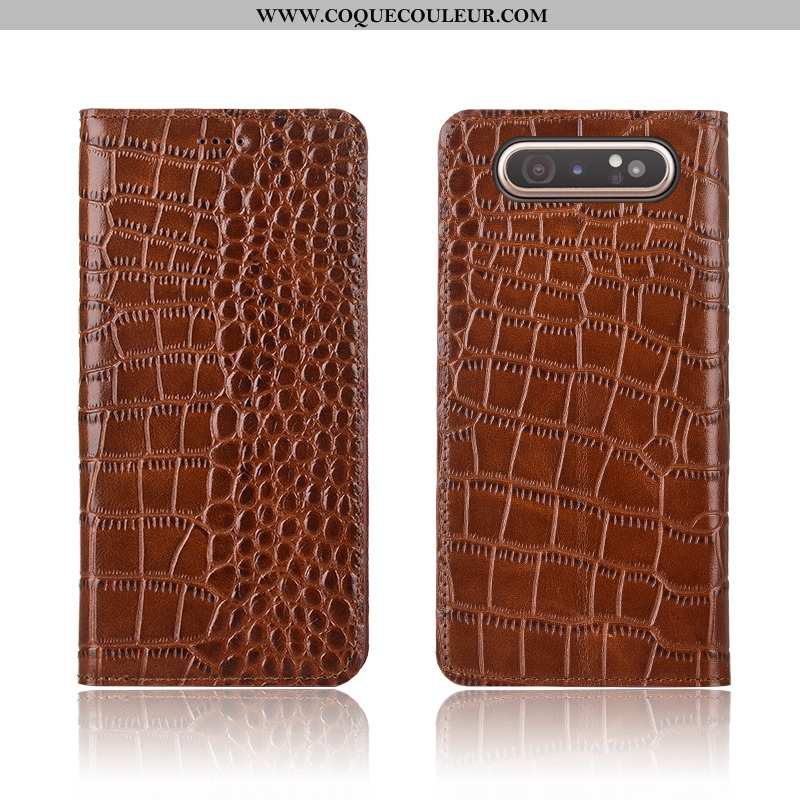 Étui Samsung Galaxy A80 Protection Incassable Étoile, Coque Samsung Galaxy A80 Cuir Silicone Marron