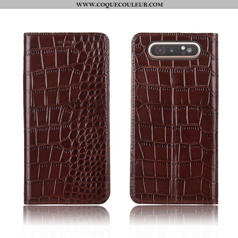 Étui Samsung Galaxy A80 Protection Incassable Étoile, Coque Samsung Galaxy A80 Cuir Silicone Marron