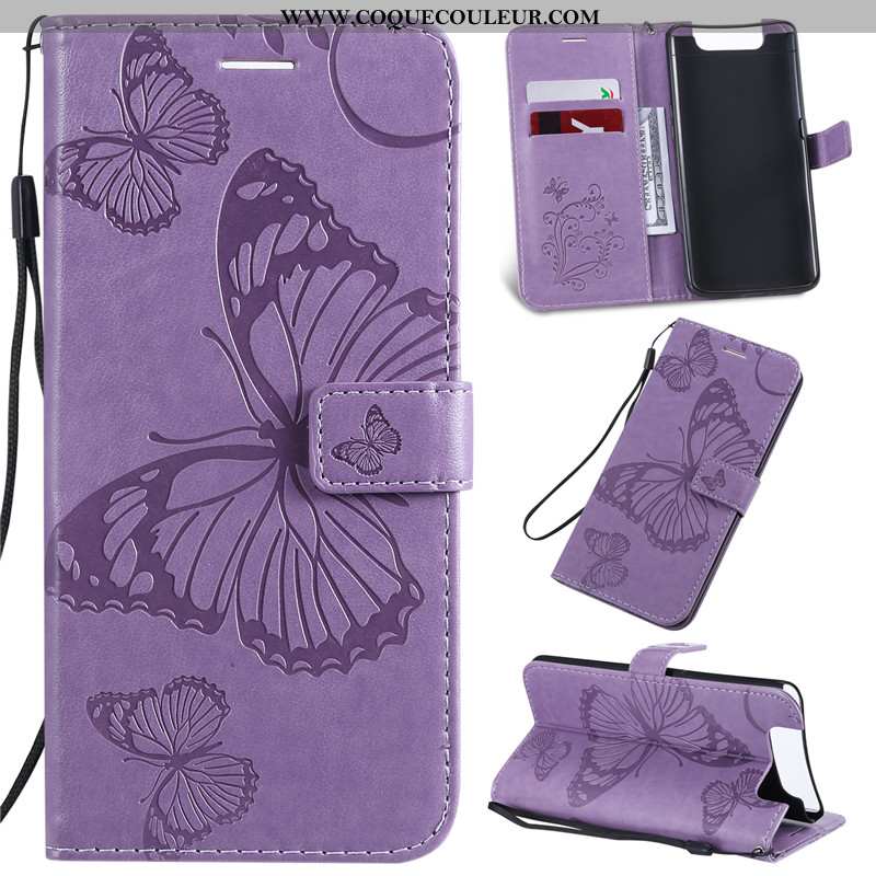 Coque Samsung Galaxy A80 Cuir Charmant Violet, Housse Samsung Galaxy A80 Protection Violet