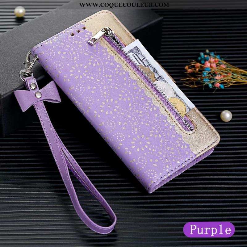 Étui Samsung Galaxy A80 Cuir Étoile, Coque Samsung Galaxy A80 Modèle Fleurie Housse Violet