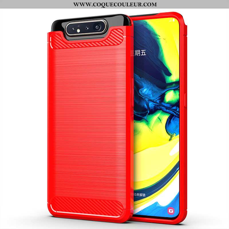 Housse Samsung Galaxy A80 Fluide Doux Étui Incassable, Samsung Galaxy A80 Silicone Rouge