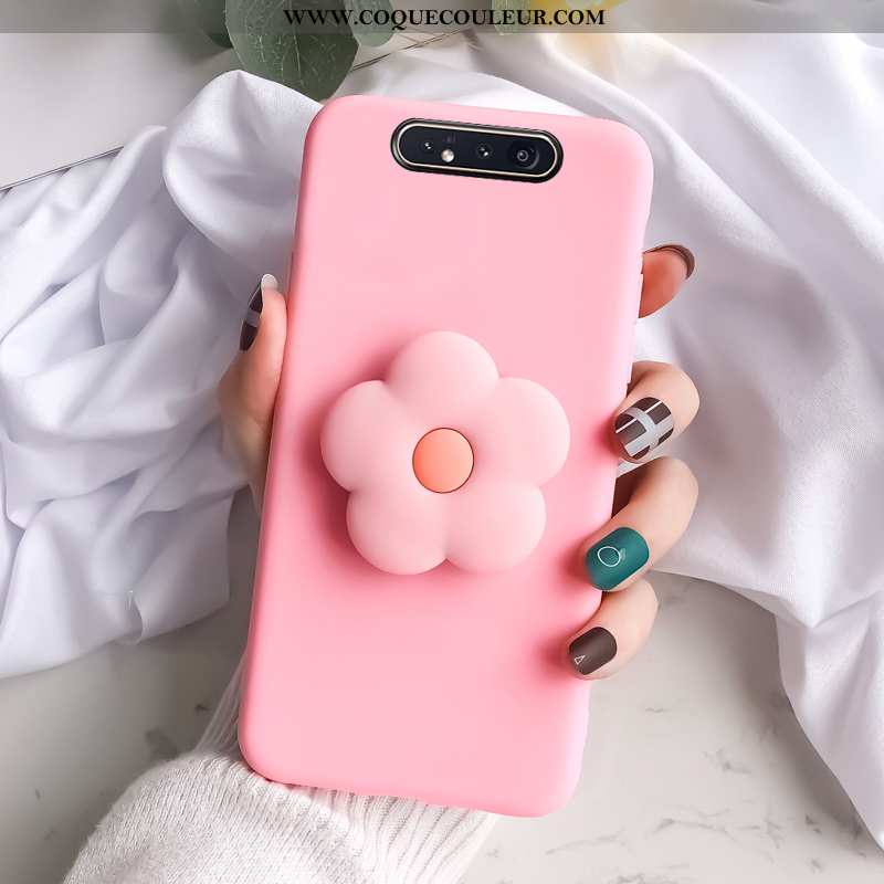 Housse Samsung Galaxy A80 Silicone Incassable Petit, Étui Samsung Galaxy A80 Fluide Doux Coque Rose